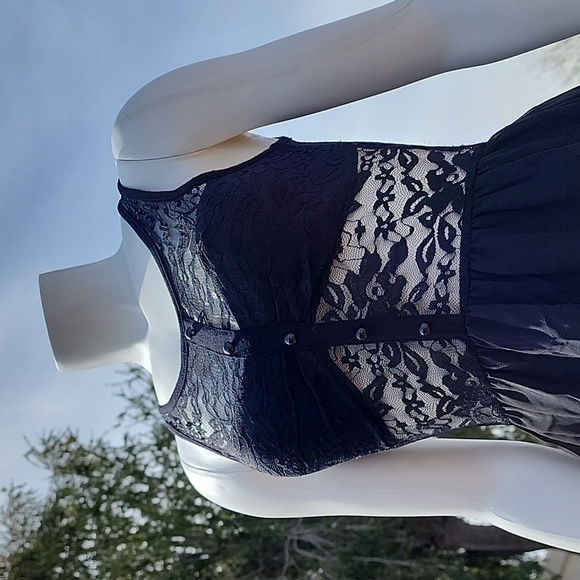 JANUARY 7 Lolita Black Lace High Low Dress S Goth Punk Rave Nylon Corset Y2K - Picture 4 of 16